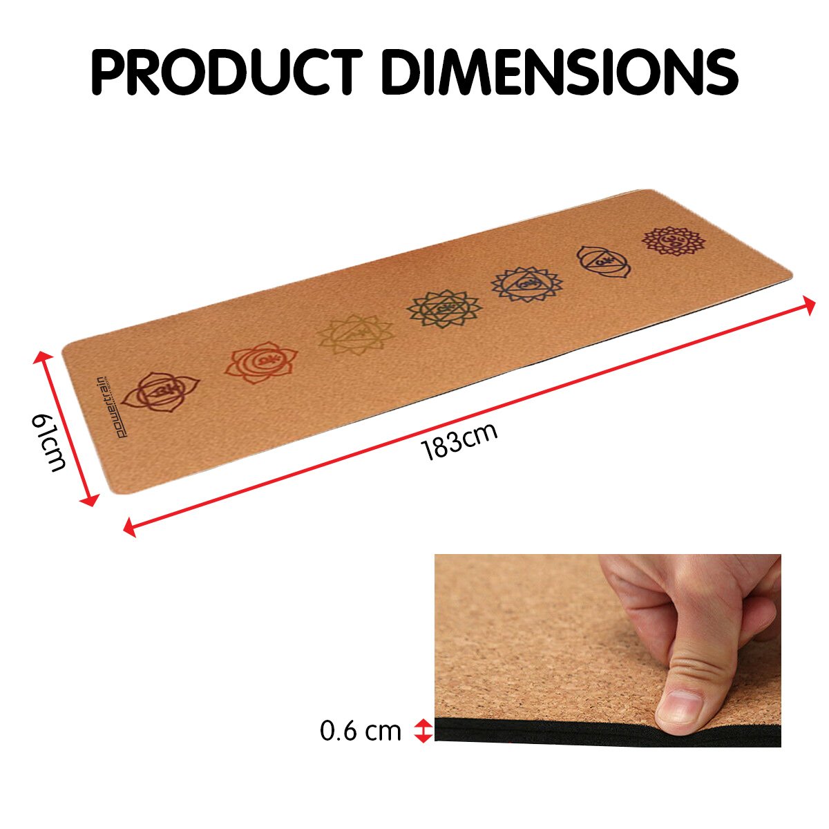 Cork Yoga Mat with Carry Straps - Chakras